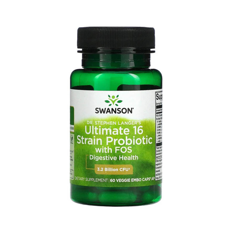 Încărcați imaginea în vizualizatorul Galerie, Ultimate 16 Strain Probiotic With FOS, 3.2 Billion CFU, Swanson, 60 capsule SWA051
