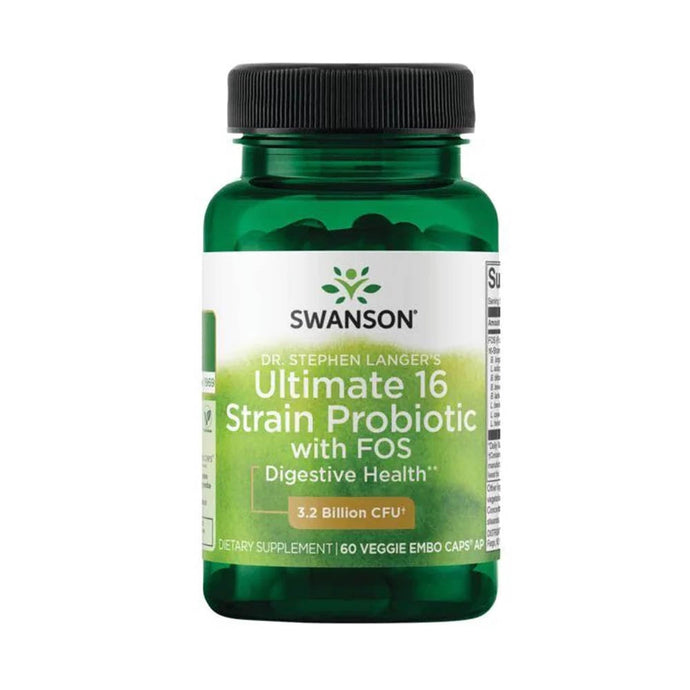 Ultimate 16 Strain Probiotic With FOS, 3.2 Billion CFU, Swanson, 60 capsule SWA051