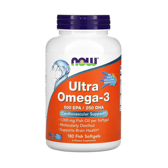 Ultra Omega-3, 500 EPA / 250 DHA, NOW Foods, 180 Fish Softgels