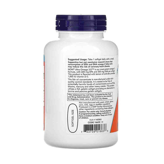 Ultra Omega 3-D with Vitamin D-3, Now Foods, 90 softgels