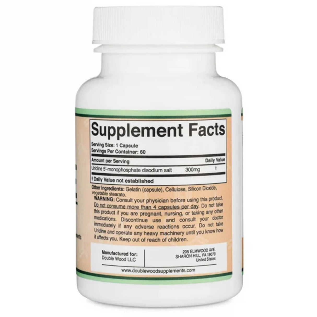 Uridine (Neuroplasticitate), 300 mg, Double Wood Supplements, 60 capsule