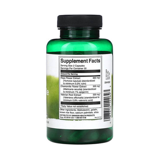 Valeriană Mușețel Hamei Extract, Swanson, 60 capsule SWH262