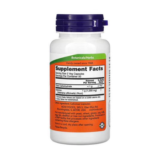 Valerian Root (Valeriana) 500mg, Now Foods, 100 capsule