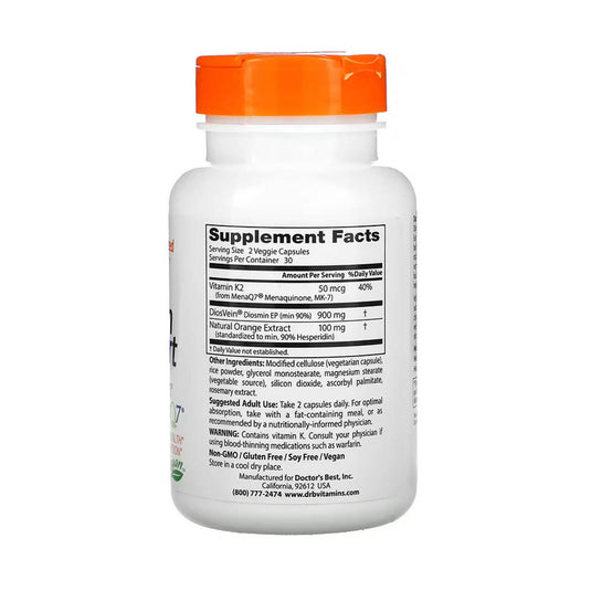 Vein Support with Diosmin and MK-7, Doctor's Best, 60 capsule