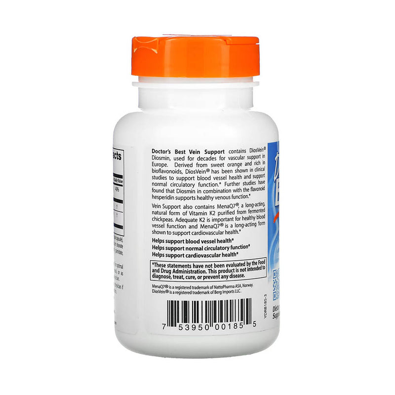 Încărcați imaginea în vizualizatorul Galerie, Vein Support with Diosmin and MK-7, Doctor&#39;s Best, 60 capsule

