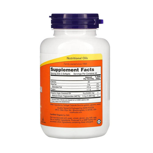 Virgin Coconut Oil, (Ulei de cocos), 1000 mg, Now Foods, 120 softgels