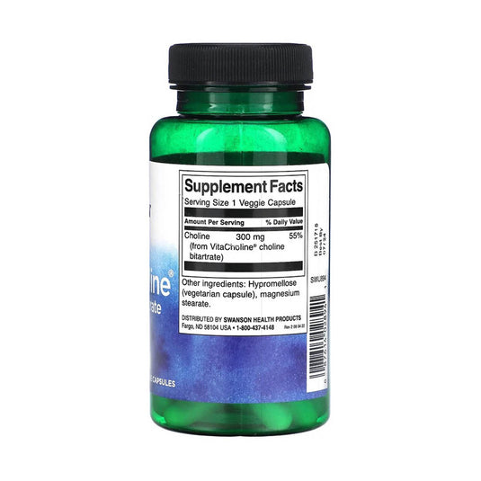 VitaCholine Choline Bitartrate, 300mg, Swanson, 60 capsule SWU894