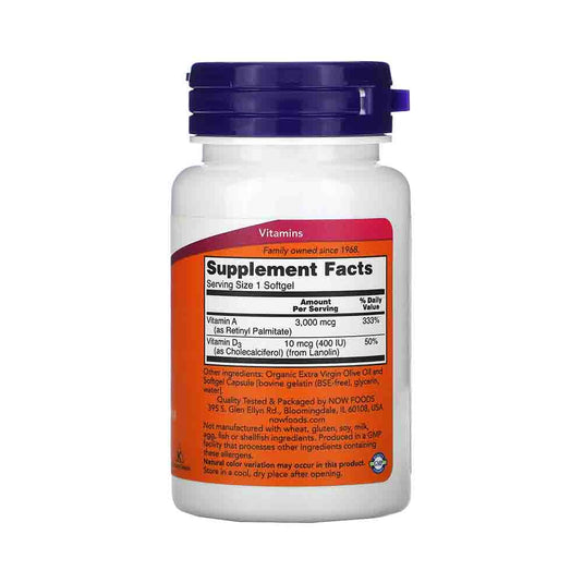 Vitaminele A si D, 10000/400 IU, Now Foods, 100 softgels