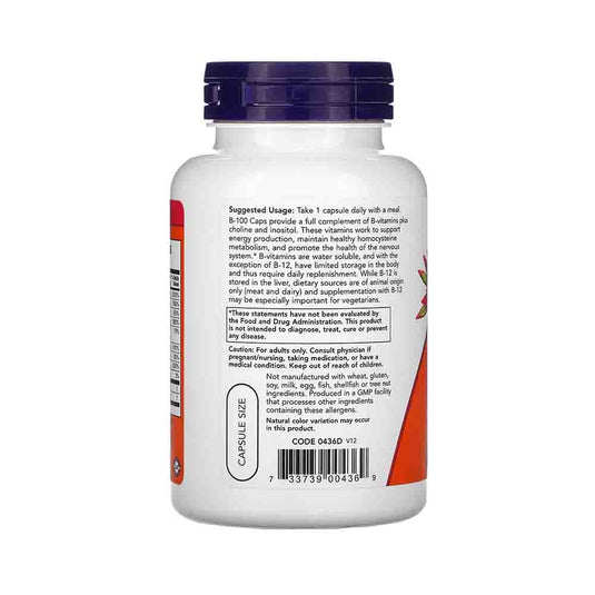 Vitamin B-100 (Complex Vitamina B) 100 mg, Now Foods, 100 capsule