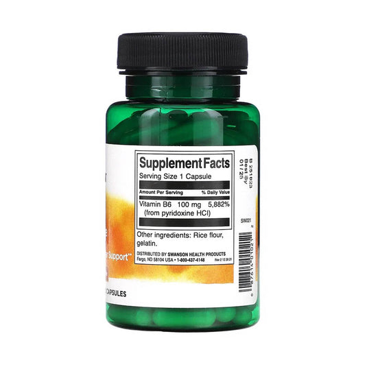 Vitamin B-6 (Pyridoxine), 100mg, Swanson, 100 capsule SW021