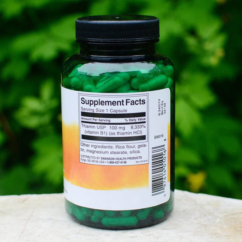 Încărcați imaginea în vizualizatorul Galerie, Vitamin B1 Thiamin, 100 mg, Swanson, 250 capsule SW016
