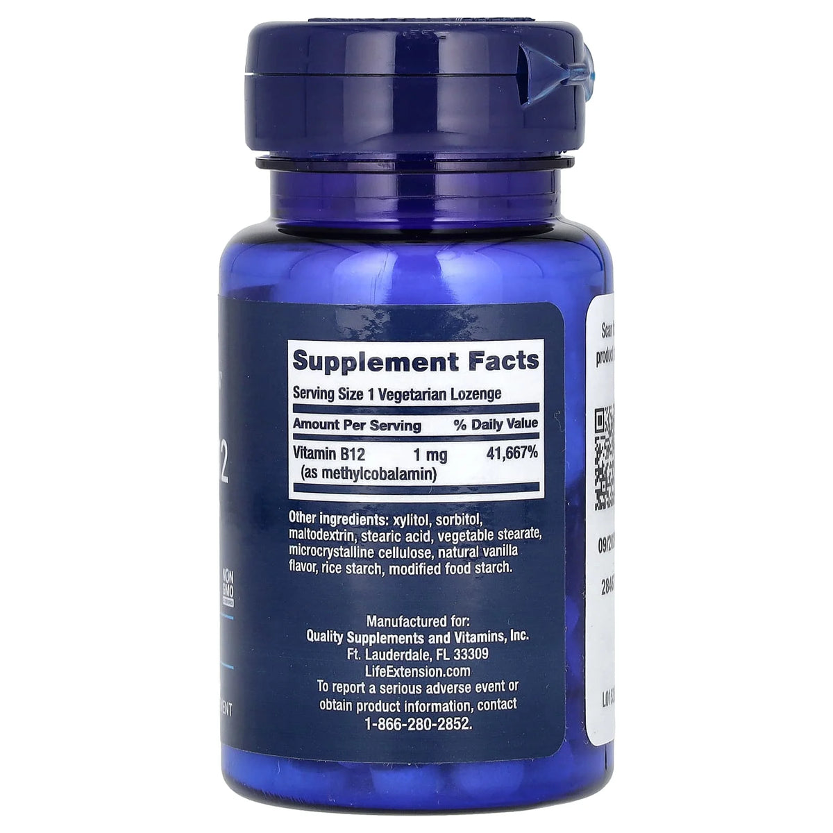 Vitamin B12 Methylcobalamin, 1000 mcg, Life Extension, 60 drajeuri