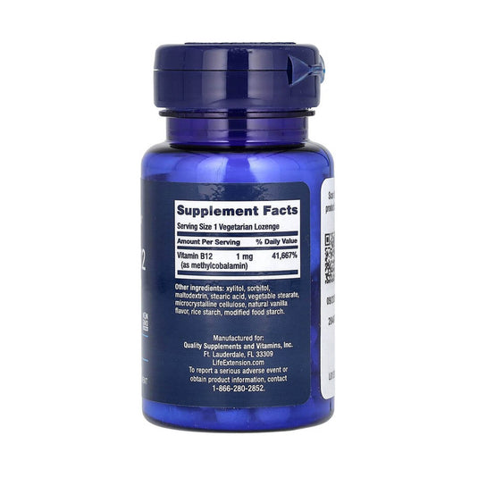 Vitamin B12 Methylcobalamin, 1000 mcg, Life Extension, 60 drajeuri