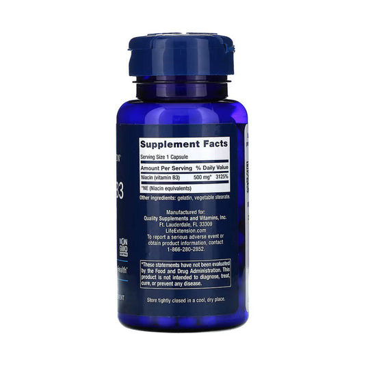 Vitamin B3 Niacin, 500 mg, Life Extension, 100 capsule