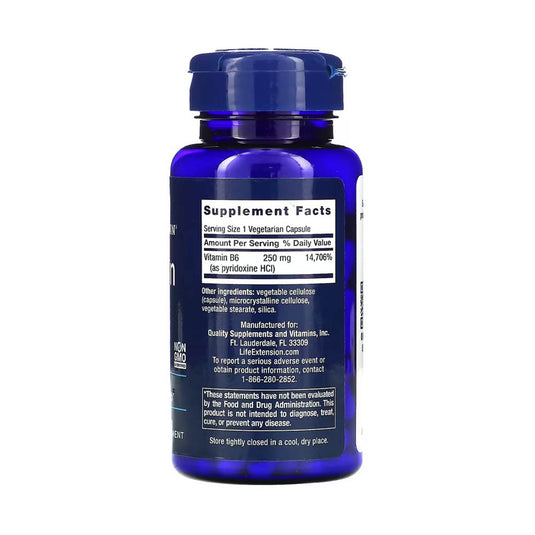 Vitamin B6, 250 mg, Life Extension, 100 capsule