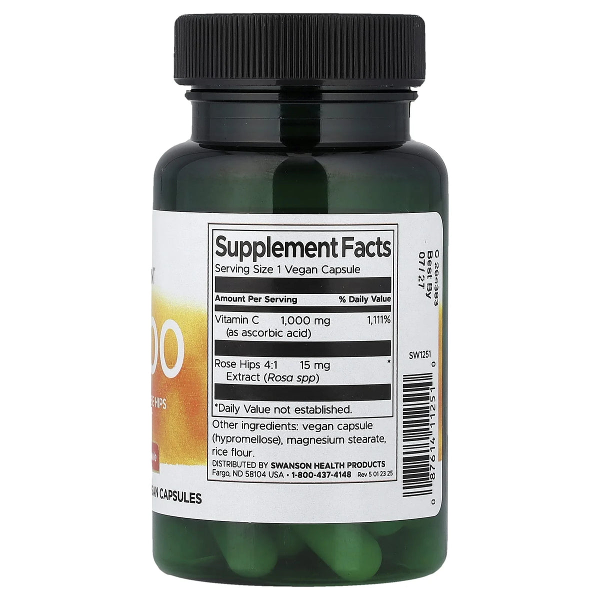 Vitamin C 1000mg with Rose Hips, Swanson, 30 capsule SW1251