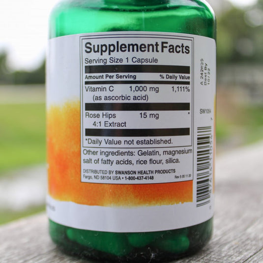 Vitamin C 1000mg with Rose Hips, Swanson, 90 capsule SW1054