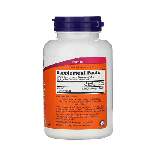 Vitamin C Crystals Powder, Ascorbic Acid, Now Foods, 227g