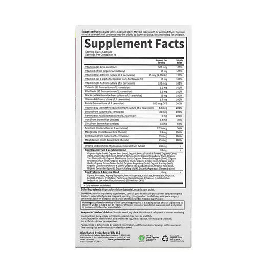 Vitamin Code, RAW One, Once Daily Multivitamin for Women, Garden of Life, 75 capsule