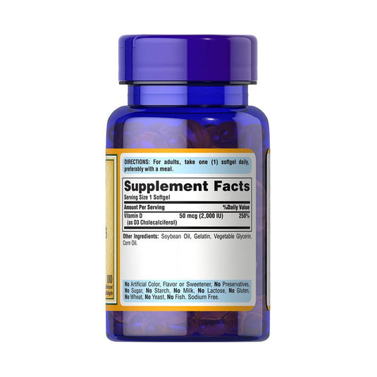 Vitamin D3, 2000 IU, Puritans Pride, 100 softgels