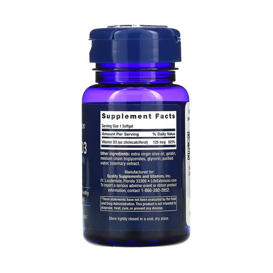 Vitamin D3, 125 mcg (5,000 IU), Life Extension, 60 softgels