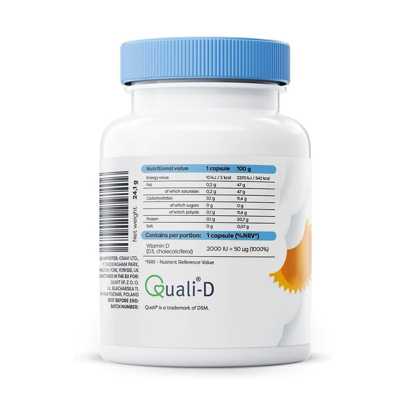 Încărcați imaginea în vizualizatorul Galerie, Vitamina D3, 2000 IU, Osavi, 60 softgels
