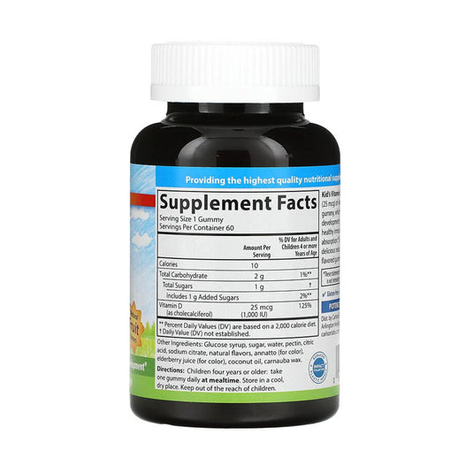 Vitamin D3 Gummies, 25 mcg (1,000 IU), Carlson Kid's, 60 Gummies