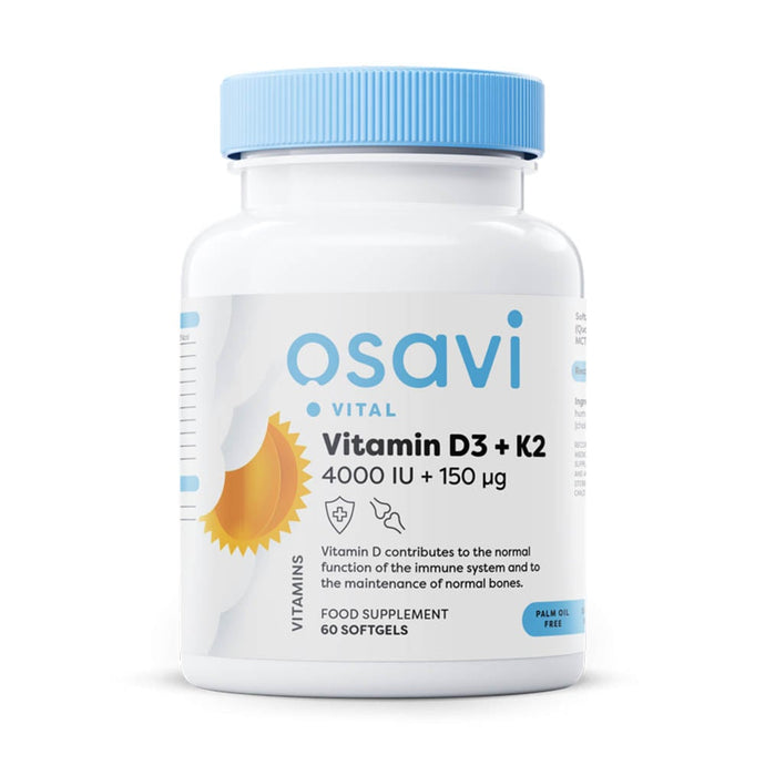 Vitamin D3 + K2, 4000 IU / 150 mcg, Osavi, 60 softgels