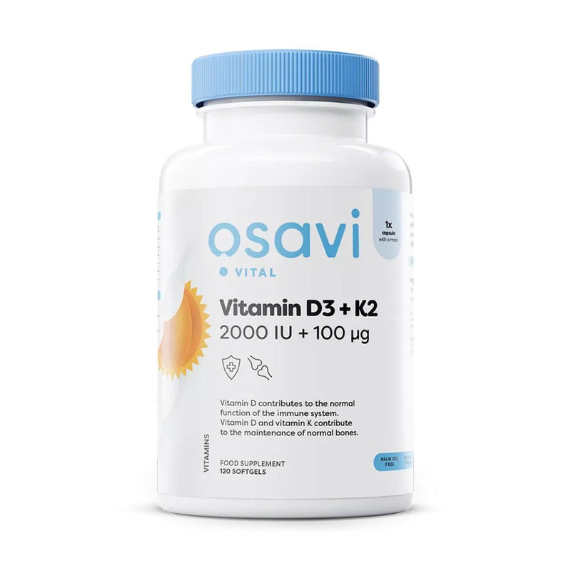 Încărcați imaginea în vizualizatorul Galerie, Vitamin D3 + K2, 4000 IU / 150 mcg, Osavi, 60 softgels
