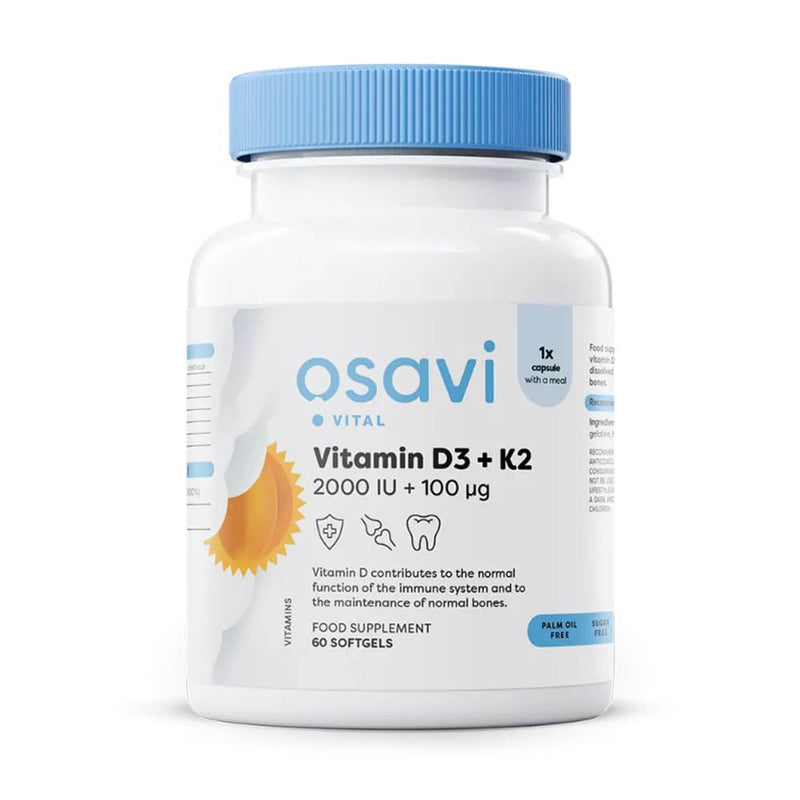 Încărcați imaginea în vizualizatorul Galerie, Vitamin D3 + K2, 4000 IU / 150 mcg, Osavi, 60 softgels
