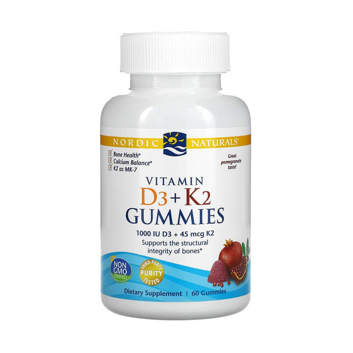 Vitamin D3 + K2 Gummies, Nordic Naturals, 60 jeleuri