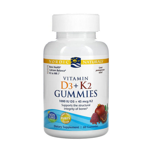 Vitamin D3 + K2 Gummies, Nordic Naturals, 60 jeleuri