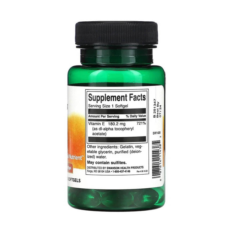 Încărcați imaginea în vizualizatorul Galerie, Vitamin E, 400 IU (180 mg), Swanson, 60 softgels SW1438

