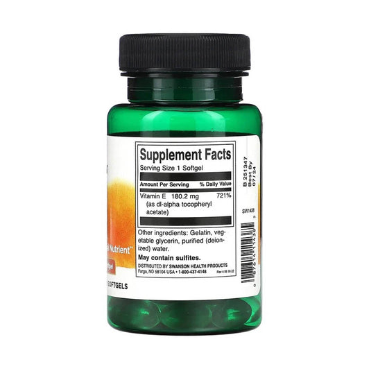 Vitamin E, 400 IU (180 mg), Swanson, 60 softgels SW1438