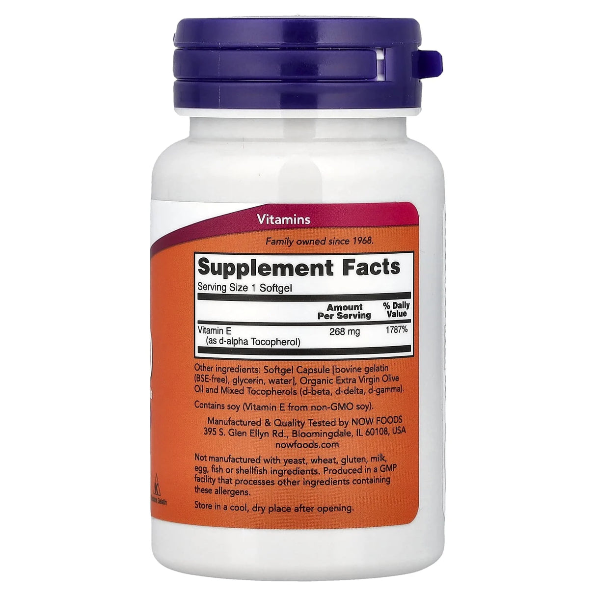 Vitamin E-400 (Mixed Tocopherols) 268 mg, Now Foods, 50 softgels