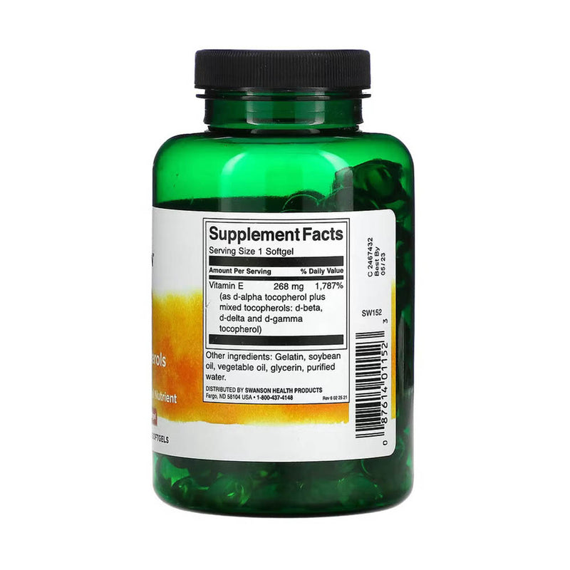 Încărcați imaginea în vizualizatorul Galerie, Vitamin E Mixed Tocopherols, 400 IU, Swanson, 250 softgels SW152
