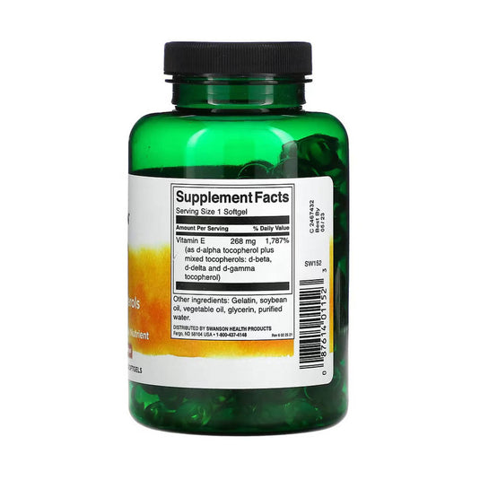 Vitamin E Mixed Tocopherols, 400 IU, Swanson, 250 softgels SW152