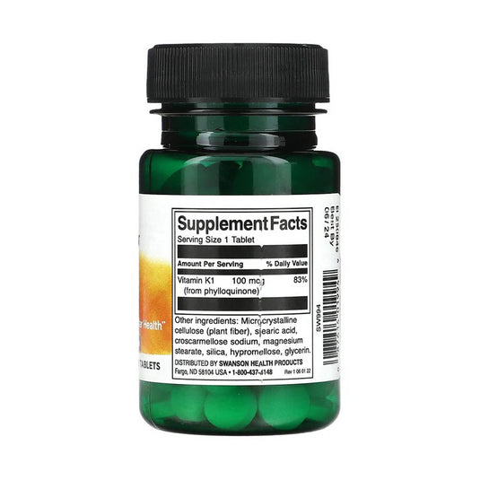 Vitamin K-1 (Filochinona), 100mcg, Swanson, 100 tablete SW994