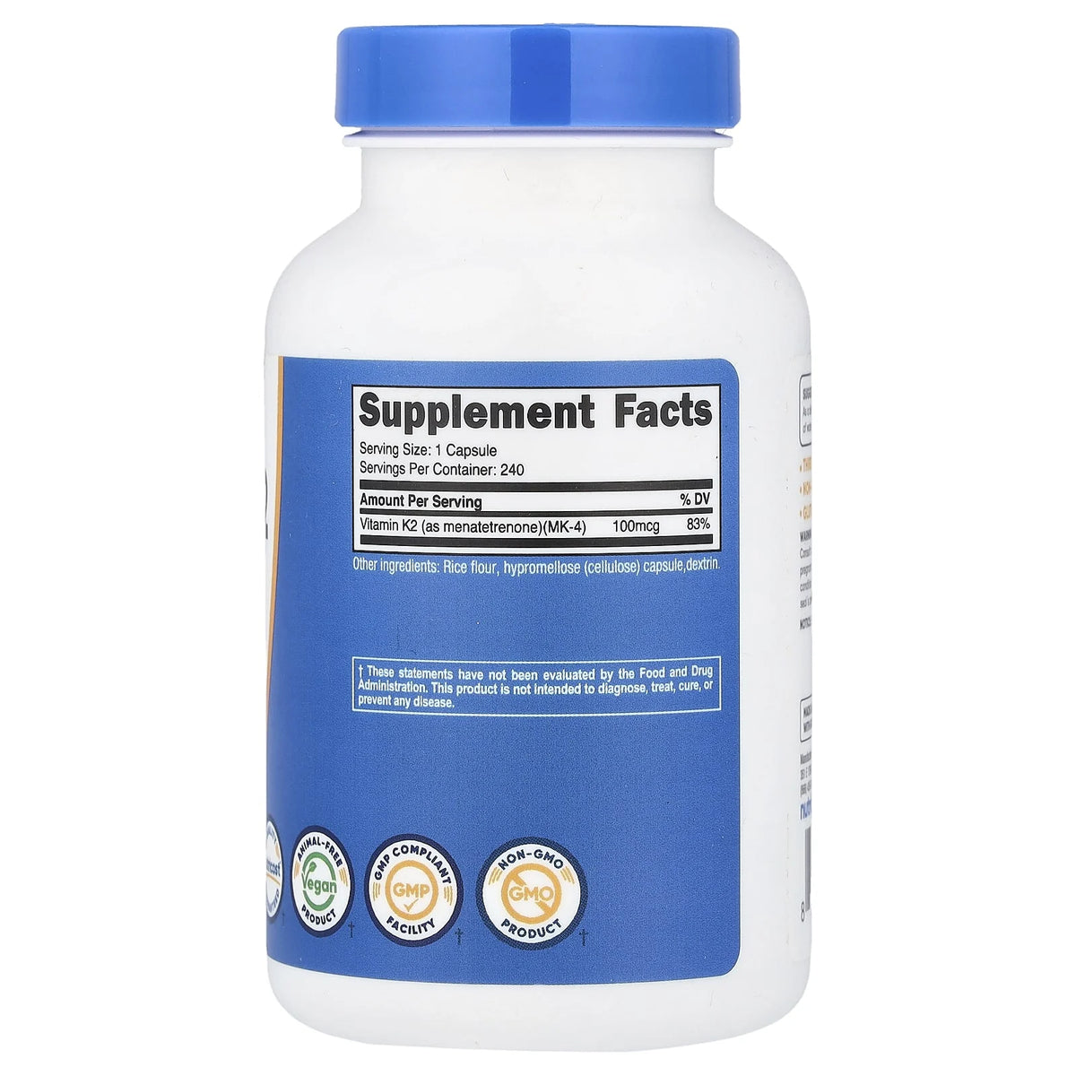 Vitamin K2 MK-4, 100 mcg, Nutricost, 240 capsule