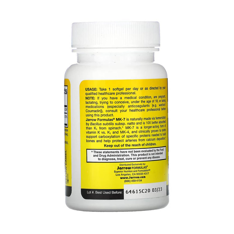 Încărcați imaginea în vizualizatorul Galerie, Vitamin K2, MK-7, 180 mcg, Jarrow Formulas, 30 softgels
