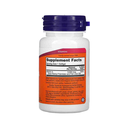 Vitamina A, 10.000 IU, Now Foods, 100 softgels