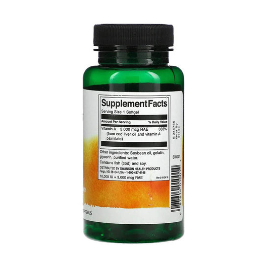 Vitamina A, 10,000 IU, Swanson, 250 softgels SW001