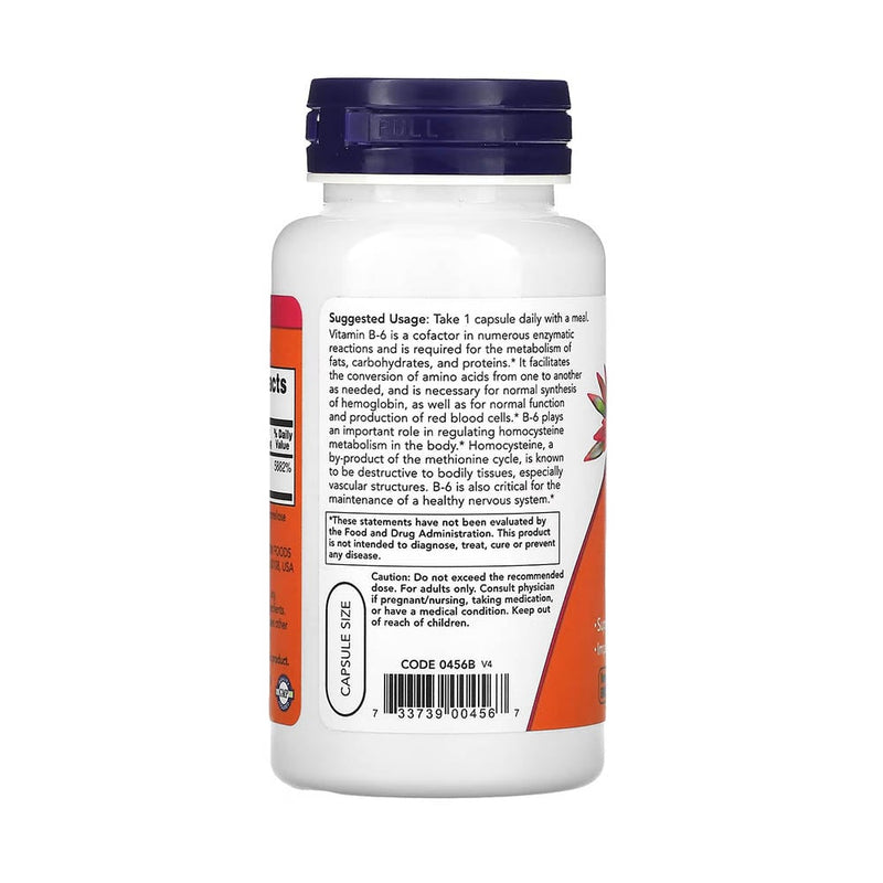 Încărcați imaginea în vizualizatorul Galerie, Vitamina B-6 (Piridoxina), 100 mg, Now Foods, 100 capsule
