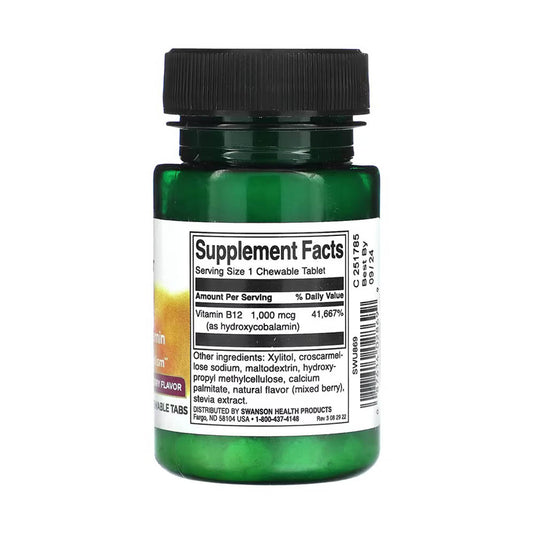 Vitamina B12 Hydroxycobalamin, 1000 mcg, Swanson, 60 tablete SWU869