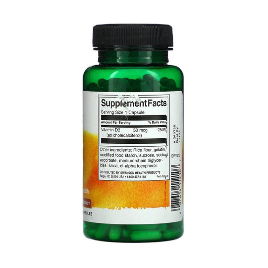 Vitamina D-3 2000 IU, Swanson, 250 capsule SW1210