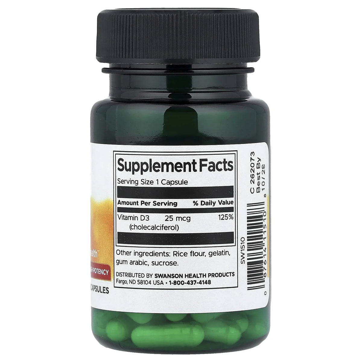 Vitamina D-3, 1000 IU, Swanson, 60 capsule SW1510