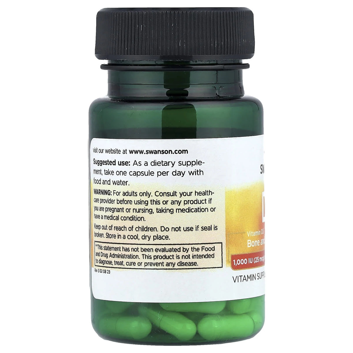 Vitamina D-3, 1000 IU, Swanson, 30 capsule SW1241