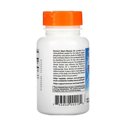 Vitamina D3, 5000 IU, Doctor's Best, 180 softgels