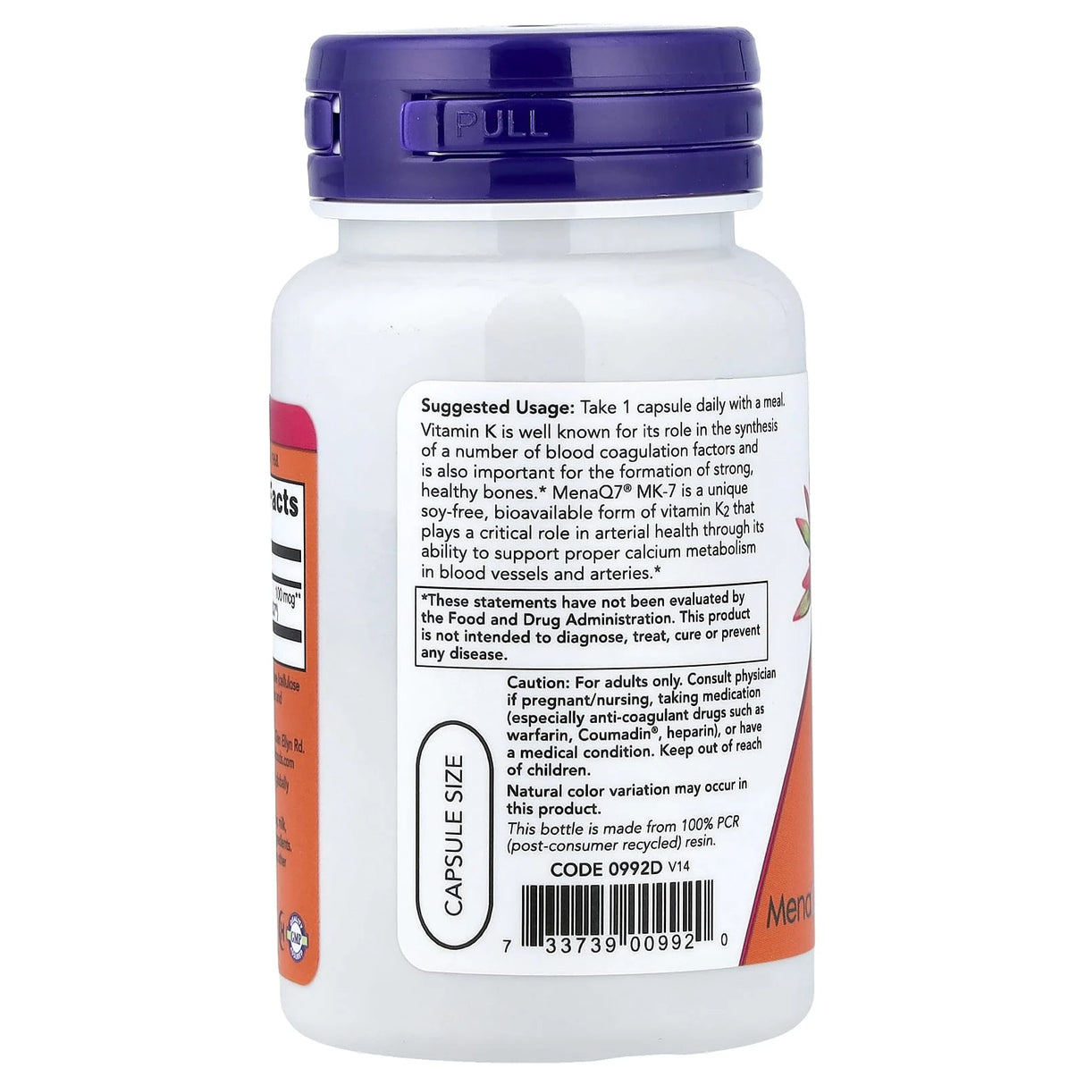 Vitamina K-2 MK-7, 100 mcg, Now Foods, 60 capsule