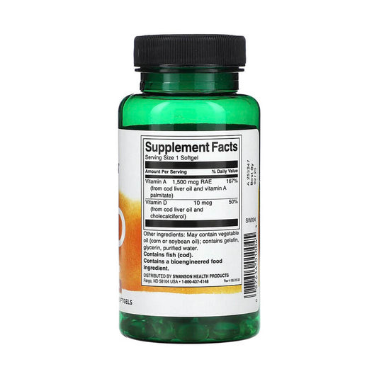 Vitaminele A și D, Swanson, 250 Softgels SW004